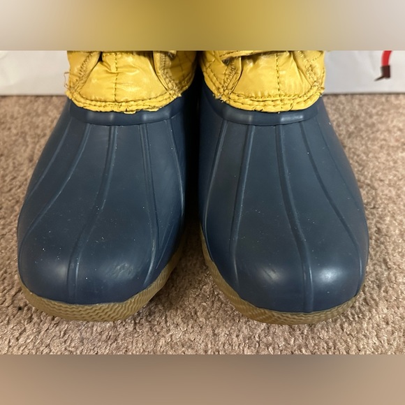 Sperry Saltwater Jetty Waterproof Duck Boots Rain Boots Yellow Navy Velcro Sz 6 - Picture 8 of 16